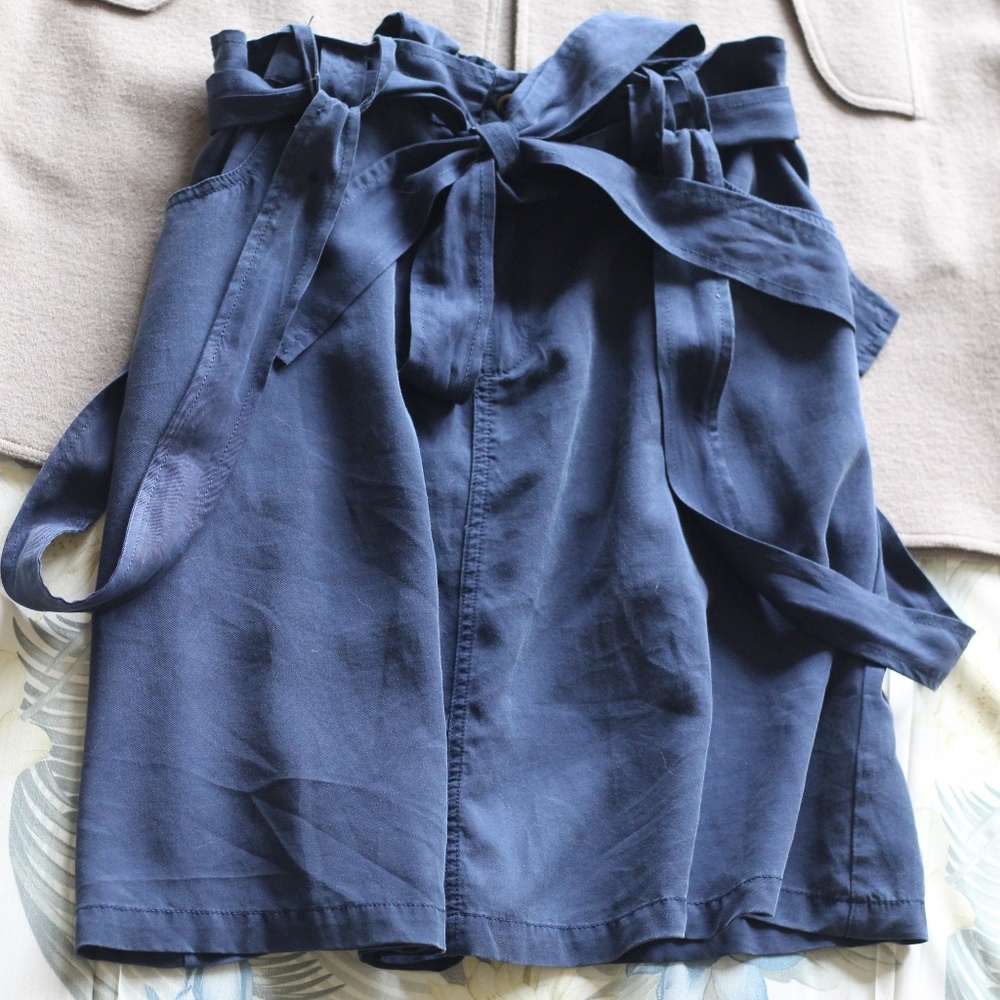 Navy Blue Skirt with Drapey Suspenders